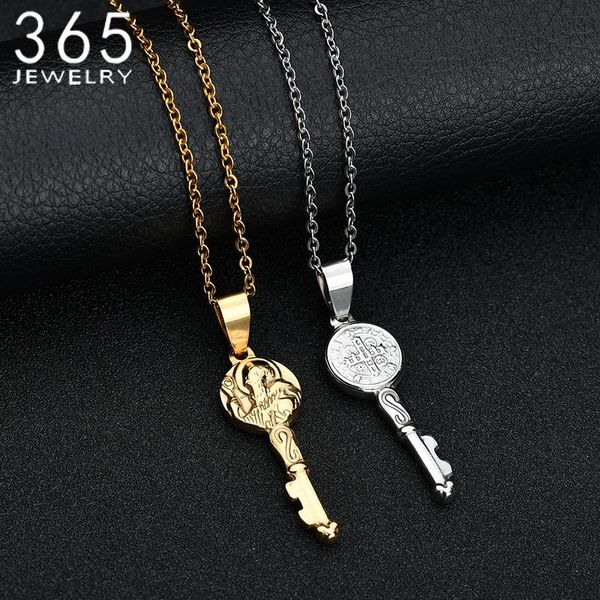 

Fashion Accessories Stainless Steel Key Pendant Neckalce Gold Color Pharaoh Necklace For Kettingen Voor Vrouwen, Silver