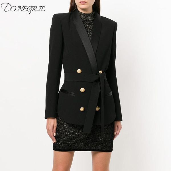 

2020 fashion slim fit blazer women jackets womens black ladies blazer office jacket elegant female dboule breasted button1, White;black