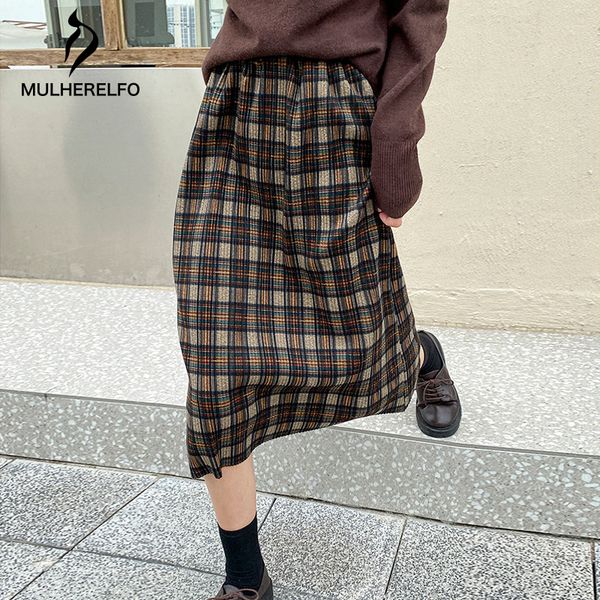 

высокая талия старинные клетки шерстяные женские плиссированные юбки шотландия эластичная юбка harajuku повседневная юбка повседневная целый, Black