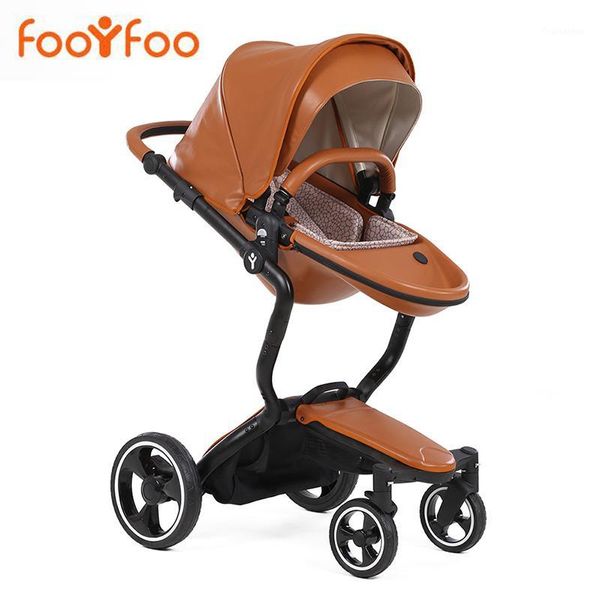 

foofoo baby stroller high landscape baby trolley leather1