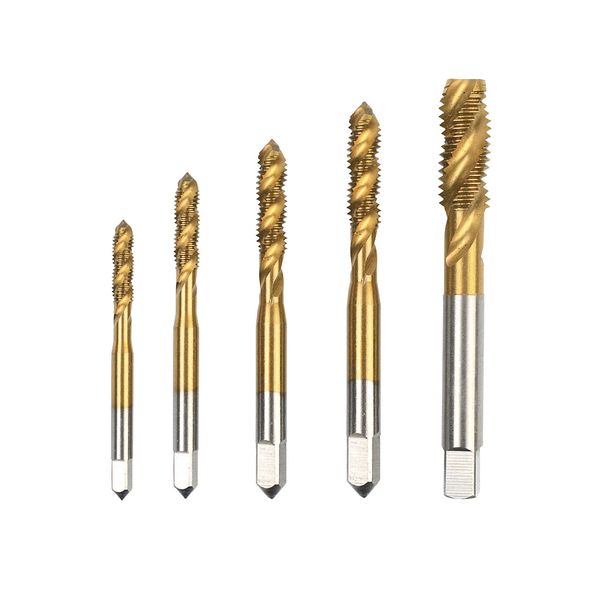

m3 m4 m5 m6 m8 hss 5pcs machine spiral point straight fluted screw taps set threading metric plug drill tap tools set