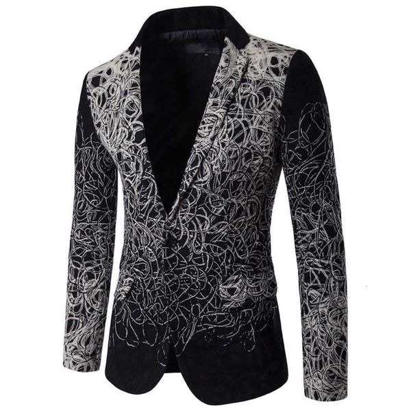 

men's plate flower trend single boutique breasted casual suit, White;black