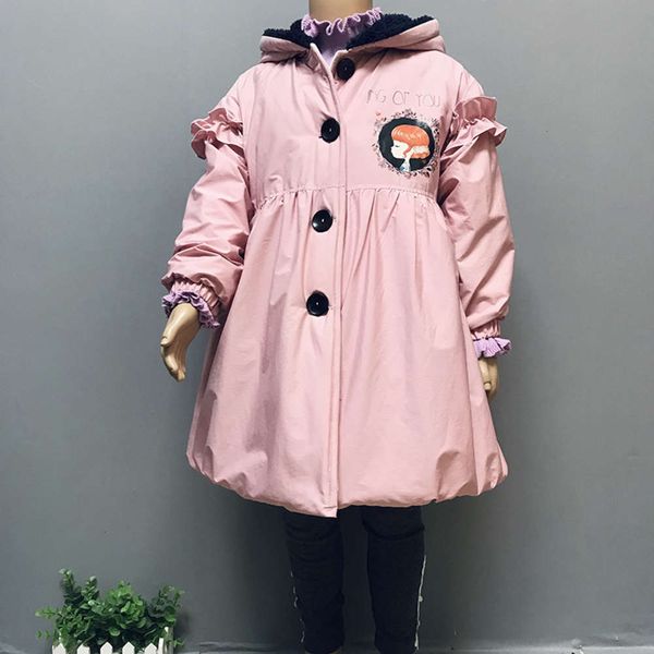 

thickened autumn plush and winter 2020 korean clothing foreign sle girls' cloth hooded cardigan children's coat, Black