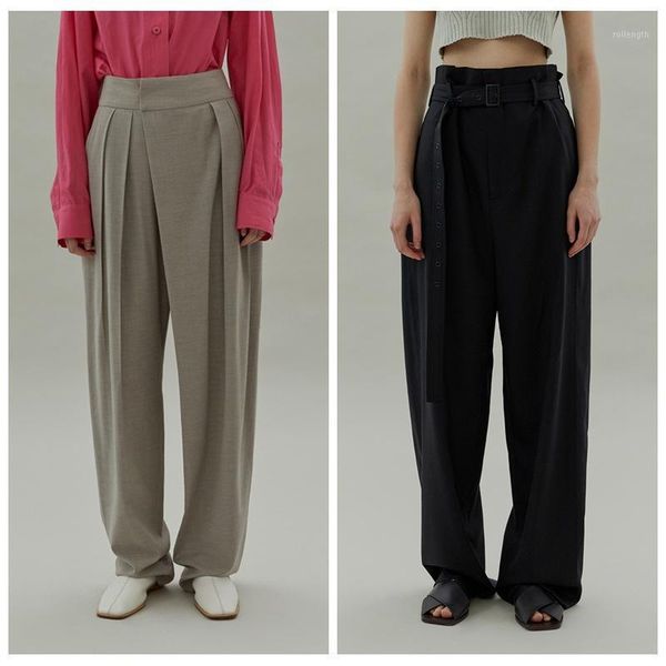 

spring autumn new style fashion classic trendy brand luxry design commute versatile wool blend pants loose casual trousers1, Black;white