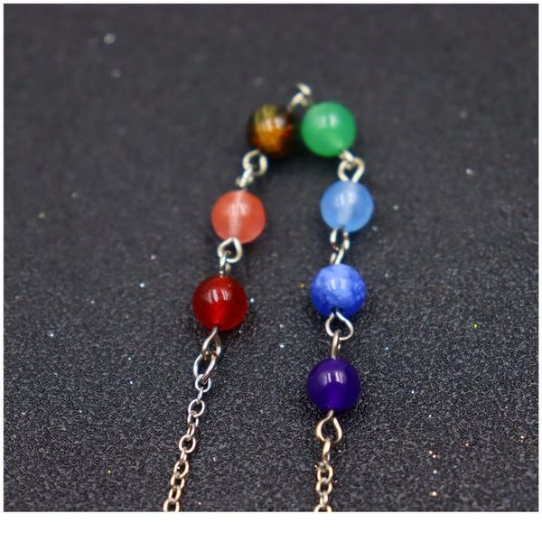 

women reiki prayer stone yoga jewelry link chain bracelet 7 chakra healing point balance & lobster clasp hook pendul jlltvr, Black