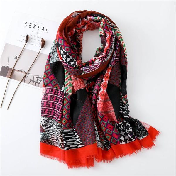 

Ethnic style colour Print silk Scarves 2021 Autumn Beach towel new summer seaside Sunscreen Shawls lady Cotton and Linen Scarf, Blue;gray