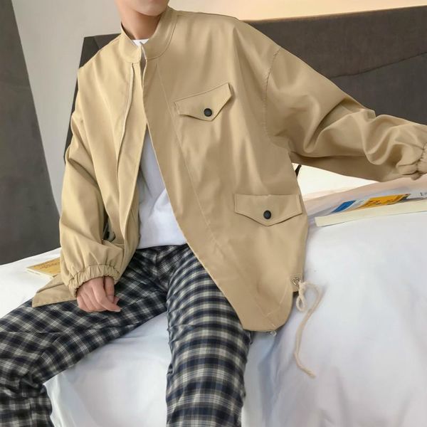 

2021 autumn recommend new listing fashion jacket tide lead concise han feng edition loose coat easy male windbreaker the hot, Black;brown