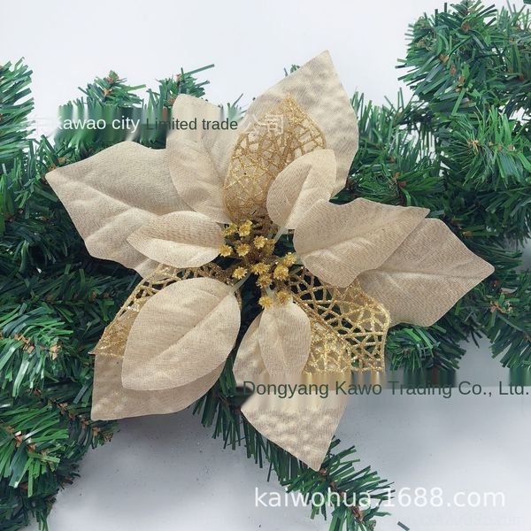 

f2h0c decorations 22cm golden flowers three-layer handmade wreath christmas artificial pink christmas tree ornaments handmade flowersgolden