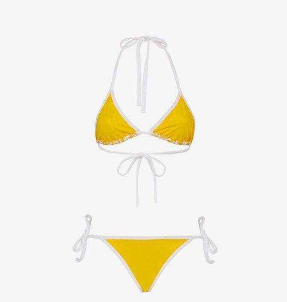 

lace up split beach swimsuit triangular bikini, White;black