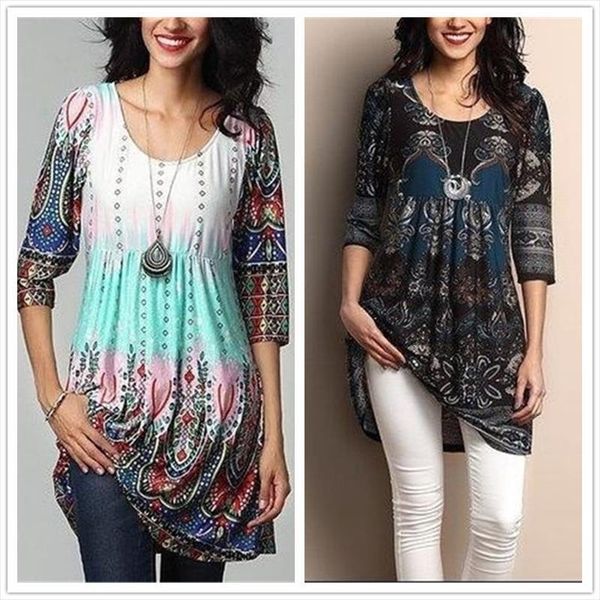 

3xl 4xl 5xl plus size women dress vintage casual o-neck print dress loose female retro a-line long t shirt dress summer vestidos, Black;gray