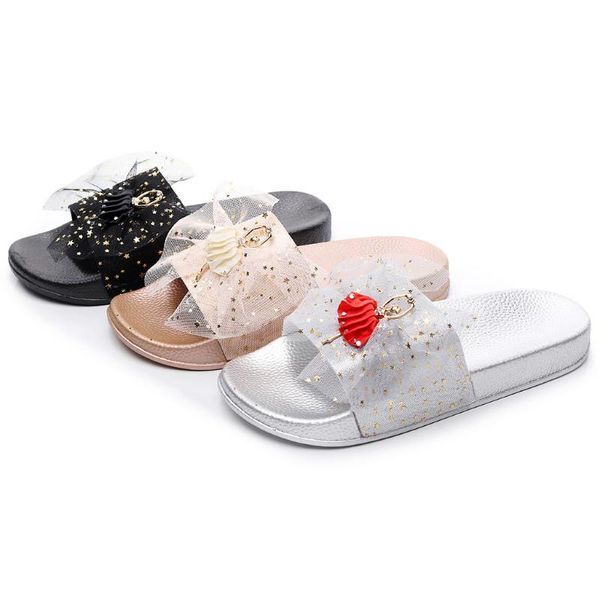 

slippers sagace summer women glitter lace flat soft female outdoor slide on ladies slides beach shoes fashion home slipper, Black