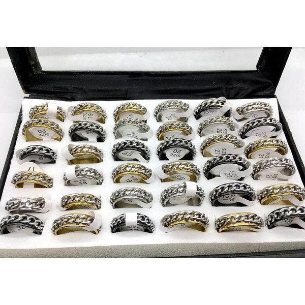 

wholesale lots 50pcs mixed silver golden black colors turing spin chain stainless steel men women fash jllebk home003
