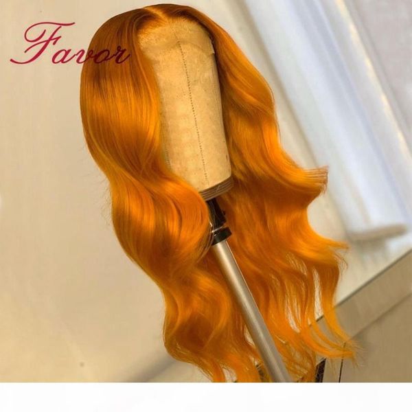 

orange color lace front wigs with pre plucked hairline brazilian remy hair body wave lace front human hair 13*4 wig, Black;brown