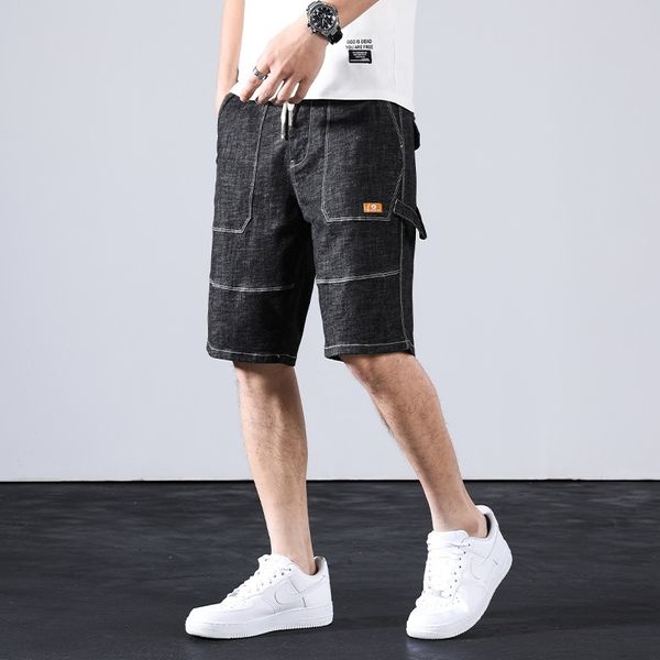 

xyw08 летние тонкие jeanspants мужчин и прямой эластичный пояс эластичный шить шорты потерять модные джинсы брюки из пяти пунктов и джинсы 2, Blue