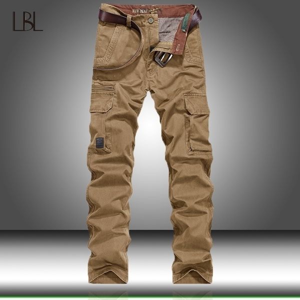 

tactical cargo pants men combat swat army military pants cotton multi pockets stretch flexible man casual trousers outwear 201110, Black