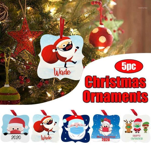 

christmas decorations 5/10pcs personalized survived family ornaments wearing mask santa elk snowman pendant tree decoration fn501