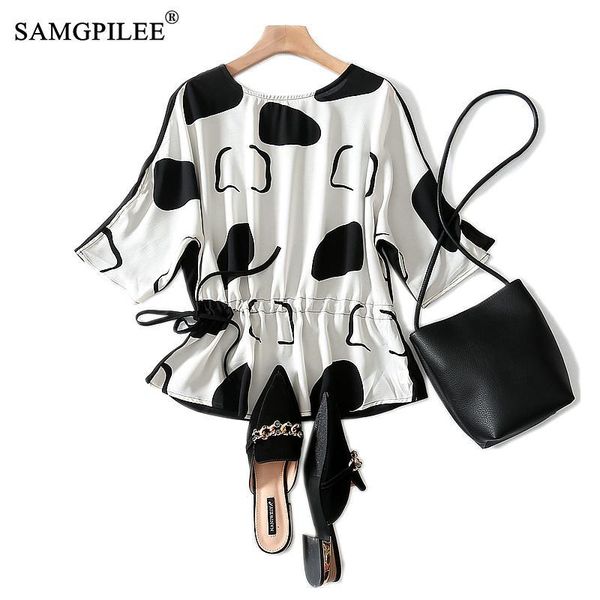 

femme t-shirts women summer clothes 2020 casual chiffon t-shirt brand women half sleeve print o-neck tshirt oversize 3xl, White