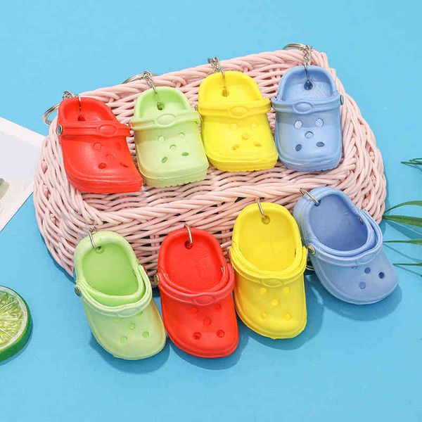 

keychains new mini slippers hole shoes small key chain backpack pendant, Silver