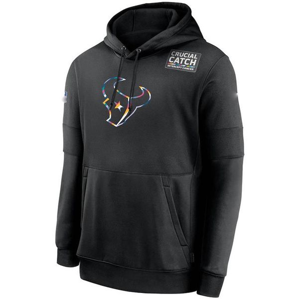 

houston texans men ladies youth 2020 crucial catch sideline performance pullover football hoodie black