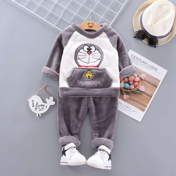 

new thickened children's home wear flannel pajamas winter long sve suit, Blue;red