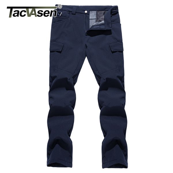 

tacvasen winter pants men warm fleeced softshell tactical pants multi-pockets straight military cargo pants outdoor trousers lj201103, Black