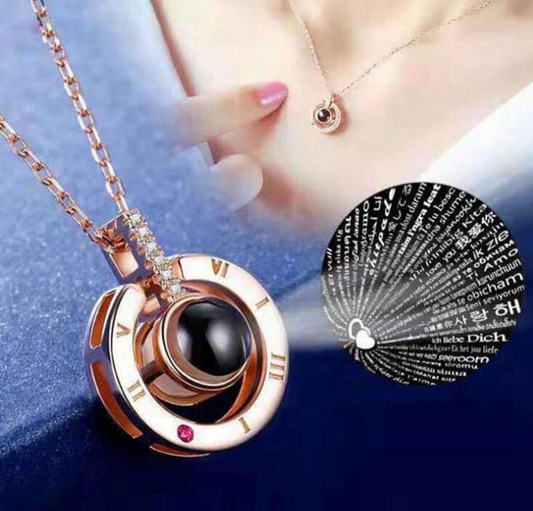 

100 languages i love you projection necklace 28 styles romantic love memory wedding pendant necklace party favor gh1245-1