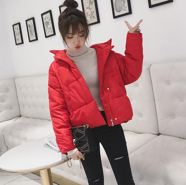 

women's down & parkas winter women coat 2021 solid hooded oversized short jacket autumn female puffer mujer, Black