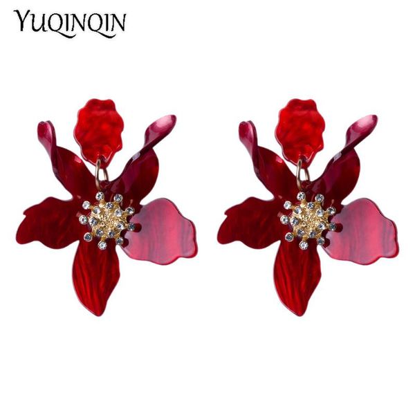 

trendy big acrylic drop earrings for women 2020 statement vintage wedding party earrings fashion jewelry dangle flowers brincos, Silver