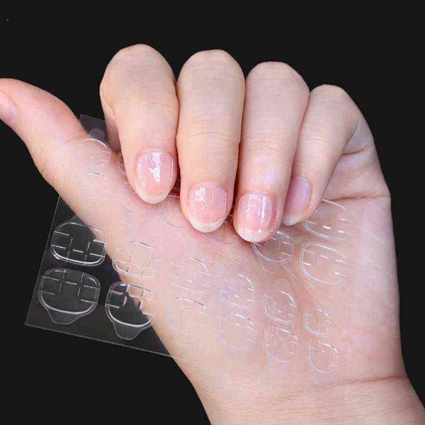 Falsos Unhas 240 PCS / 10Sheets Falso Nail Art Adesivo Fita adesiva adesivo falso acrílico manicure gel makeuptol om01 220225