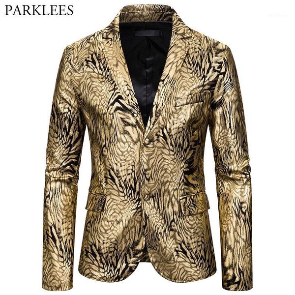 

men's suits & blazers mens snake print bronzing suit jacket nightclub dance men jackets fashion party casual two button blazer masculin, White;black