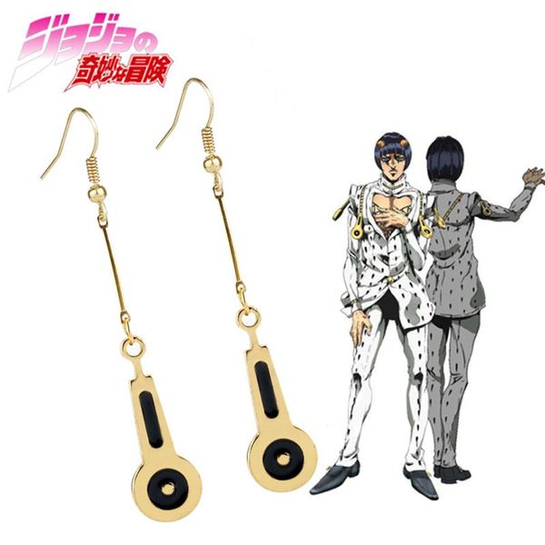 

dangle & chandelier anime jojos bizarre adventure earring bruno bucciarati golden zipper shape drop for women men cosplay props jewelry gift, Silver