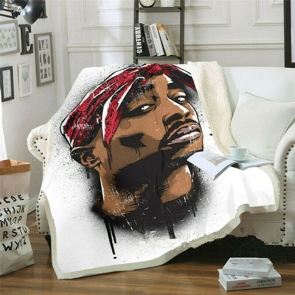 

hip hop рэпер 2pac забавный персонаж одеяло 3d печать шерпа одеяло на кровати домашний текстиль сказочной стиль