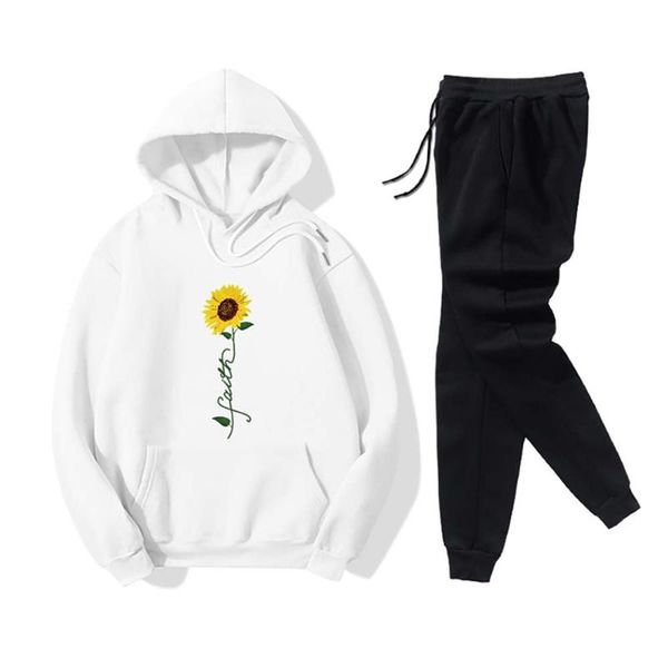 

running sets womens tracksuits baggy hoodie sweatpants set sweat suits two piece pants loungewear floral printed fashion sportswear, Black;blue