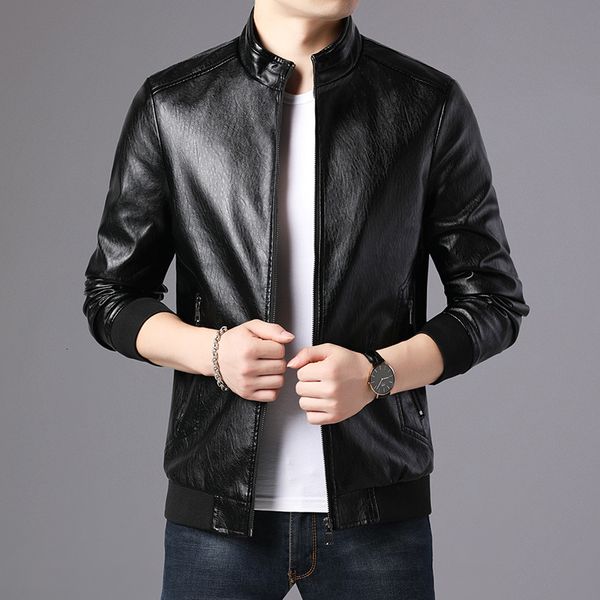 

clothes spring and autumn korean casual wear collar slim motorcycle leather jacket pu coat men's youth trend, Black;brown