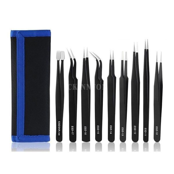 

dhl 30set 9x professional esd non-magnetic stainless steel precision tweezers set repairing maintenance tools