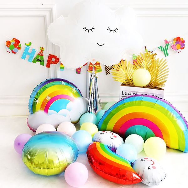 

1pc cartoon rainbow smile cloud balloons cute foil balloon for happy birthday baby shower supplies unicorn party decor
