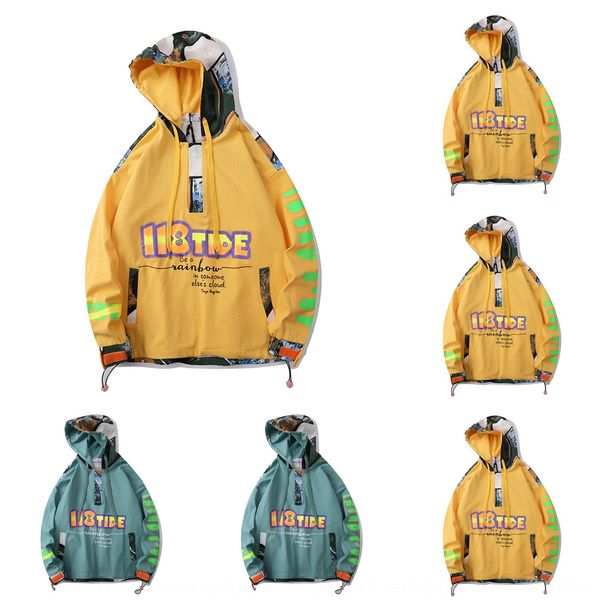 

fall winter 2020versatile national fashion and wo printed loose sports casual fall winter 2020versatile national fashion hoodie men's a, Black
