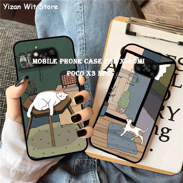 

корпус телефона новый мобильный для xiaomi poco x3 nfc мультфильм cat fashion design бестселлер