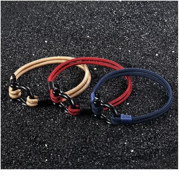 

men's survival rope friendship bracelet red rope diy black stainless steel bracelet for men and eomen's jewe qylnph