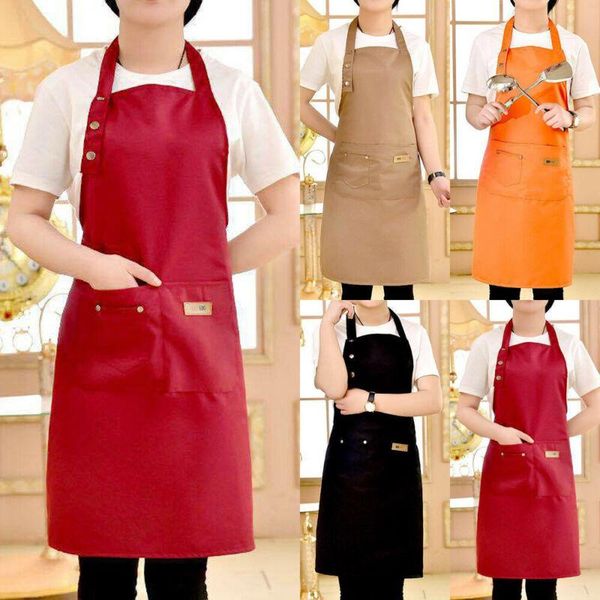 

women men waterproof kitchen apron washable pocket butcher waiter chef kitchen bbq cooking waterproof baking catering