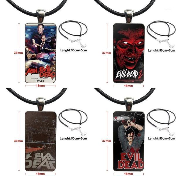 

for christmas gift fashion glass cabochon pendant rectangle necklace choker necklace jewelry evil dead in book of the dead soft1, Silver