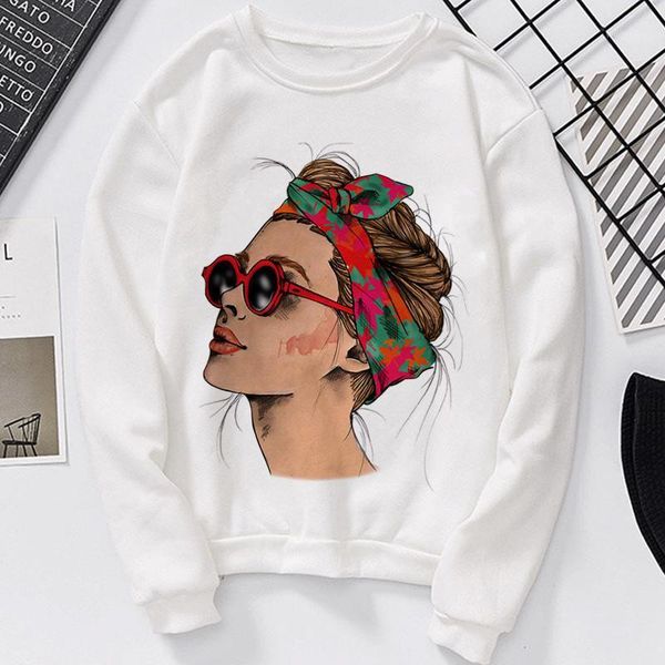 

2020 new autumn vogue female model print sweatshirt long sleeve casual tees o-neck hoodies streetwear harajuku style hoodie1, Black
