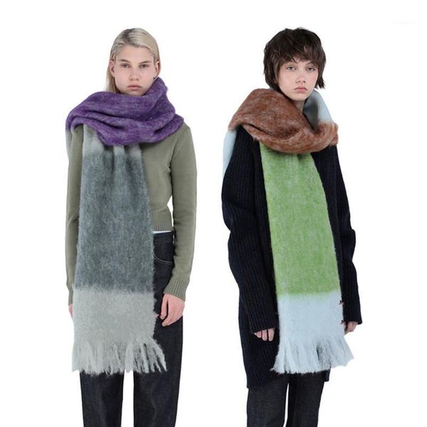 

scarves 2021 fashion cashmere women plaid scarf winter warm shawl and wrap bandana long tassel female foulard thick blanket1, Blue;gray