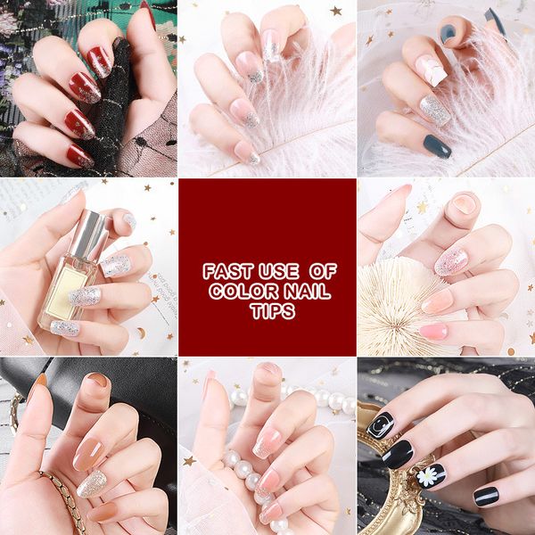 

24pcs detachable false nail artificial tips set full cover long decorated press on nails art fake extension tip sticker f740, Red;gold