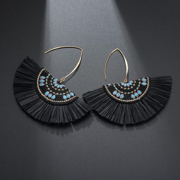 

яда ins ретро китайский стиль веерообразных серег заявления кисточки серьга для женщин ювелирных изделий серьги полукруг femme er200135 qyla, Golden