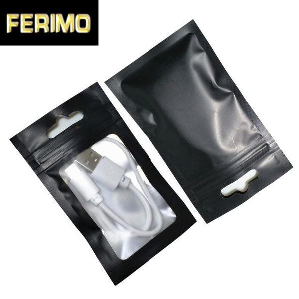 

gift wrap frosted clear plastic aluminum foil package bags matte black zipper mylar bag electronic accessories storage pouch