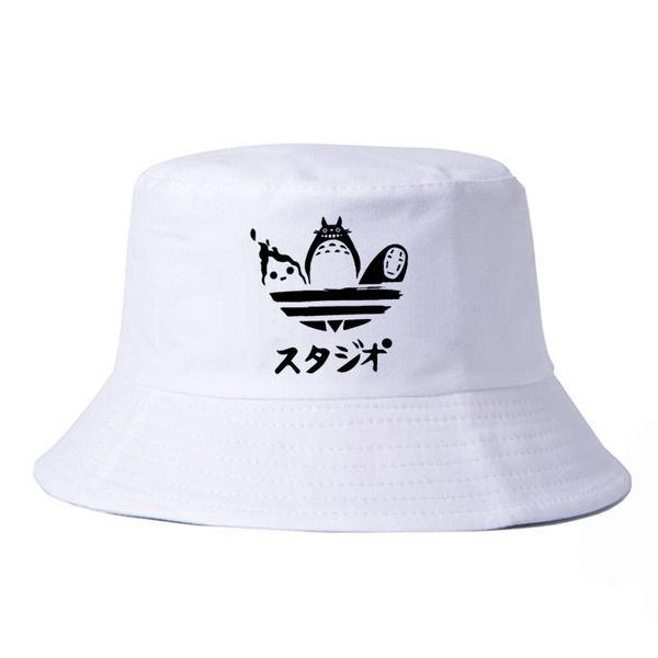 

cartoon totoro spirited away bucket hat summer no face faceless cap panama cotton double layer fabric sunscreen hats