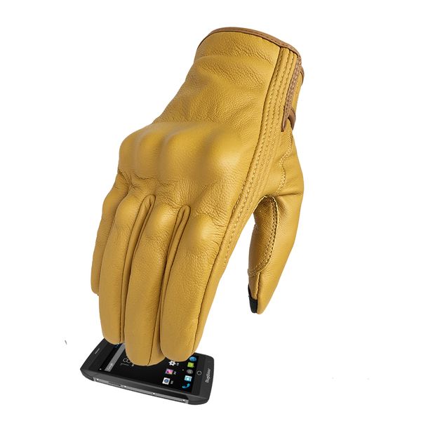 

new leather motorcycle gloves touch screen yellow racing cycling for men women goatskin moto glove motorbike riding dirt bike 201019, Blue;gray