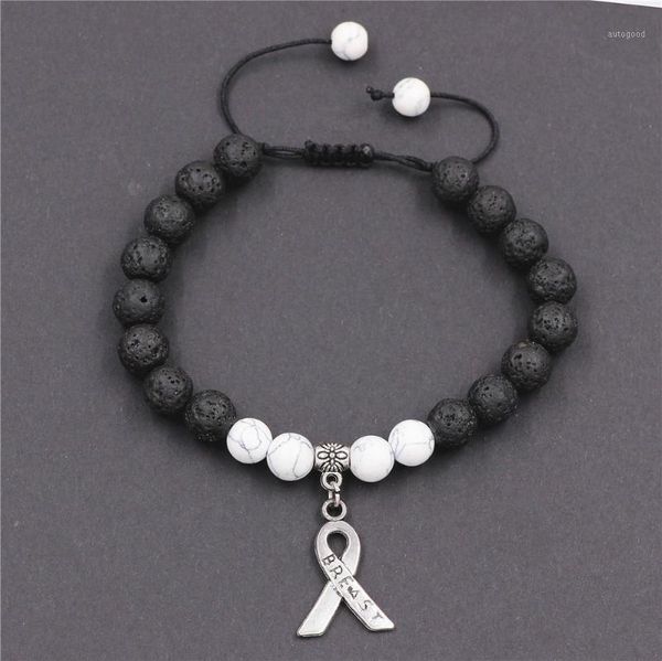 

charm bracelets 4pcs/lot lava rock 8mm natural stone volcanic bracelet men women stress relief yoga beads oil diffuser adjustable bangle1, Golden;silver