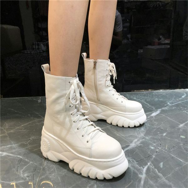 

2020 new women's boots autumn fashion leather flat with thick bottom casual comfort soft breathable lightweight boots, Black